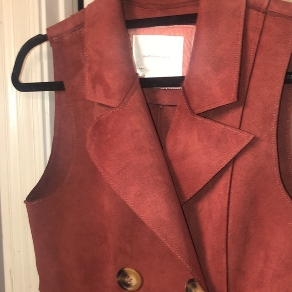 Anthropologie faux‎ suede polyester rust color double breasted & pocketed dress - Picture 1 of 7